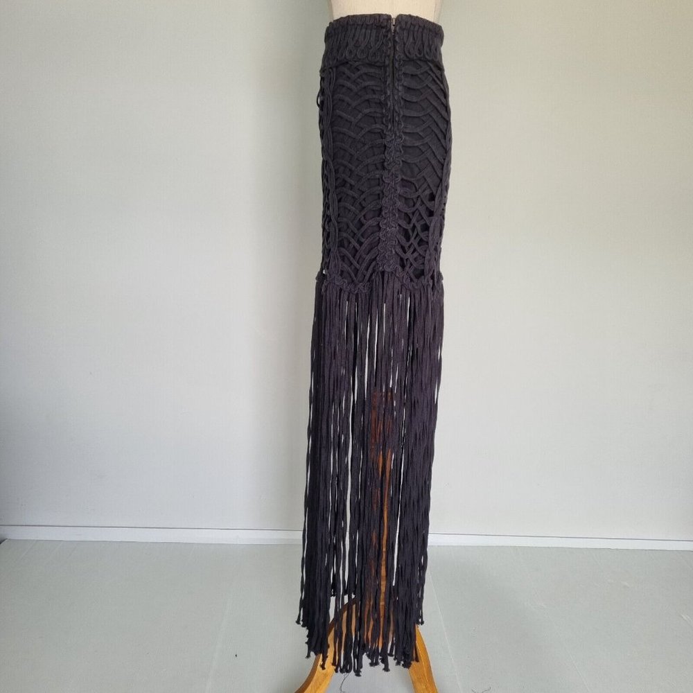 Sass & Bide Cotton Twists Black Lace Fringe Mini Skirt Size 12 - Picture 3 of 11